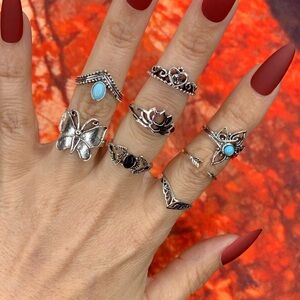 3/$10 NEW Boho Style Rings & MIDI Rings Design Mix / silver tone Bundle NWOT